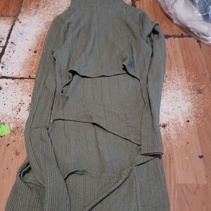 Green Ribbed Turtleneck Sweater Dress